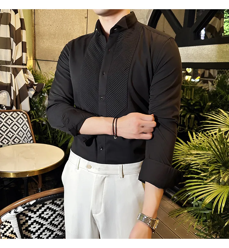 2406040737570329501.webp Slim-fit Men's Wedding Dress Banquet Performance Shirt - Image 14