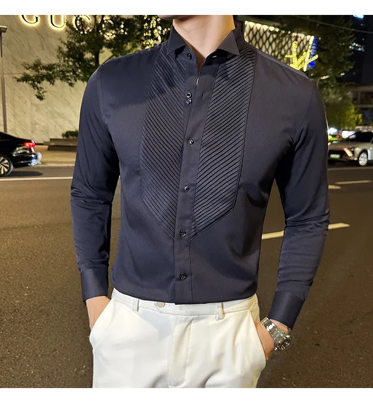 2406040738070329701.webp Slim-fit Men's Wedding Dress Banquet Performance Shirt - Image 5
