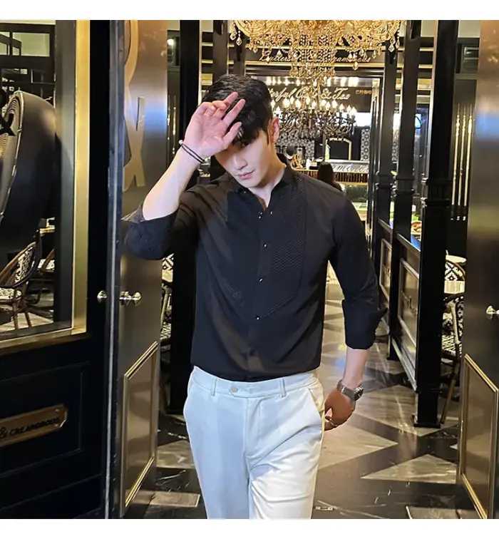 Slim-fit Men's Wedding Dress Banquet Performance Shirt - Image 4