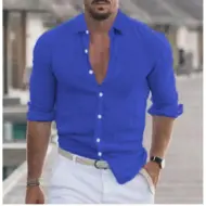 Men's Long Sleeve Shirt With Button Casual Solid Color Tops For Spring Autumn - Image 13