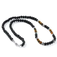 Volcanic Rock Black Matte Ethnic Style Necklace Men